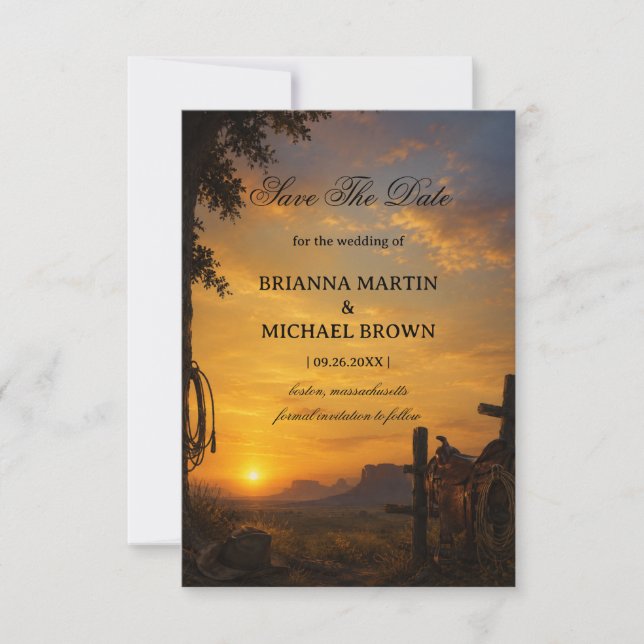 Golden Frontier Sunset Western Save The Date (Front)