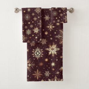 Golden Frost: Festive Snowflake Wonderland Bath Towel Set
