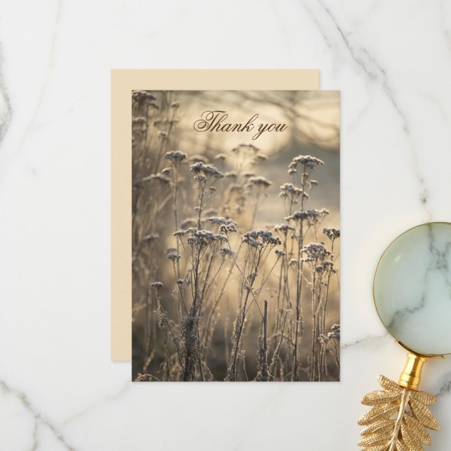 Golden Frosty Morning Flat Thank You Card (Front/Back In Situ)