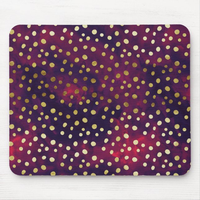 Golden Galaxy Dots Modern Glam Watercolor Mousepad (Front)