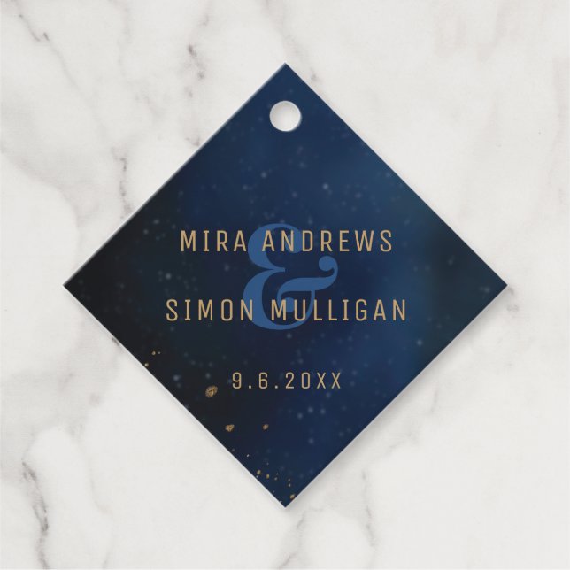 Golden Galaxy Wedding Shower Favour Tags (Front)