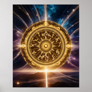 Golden Galaxy Zodiac Mandala | Luxury Poster