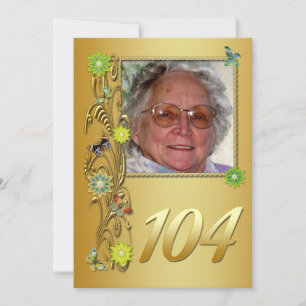 Golden Garden 104th Birthday party invitation