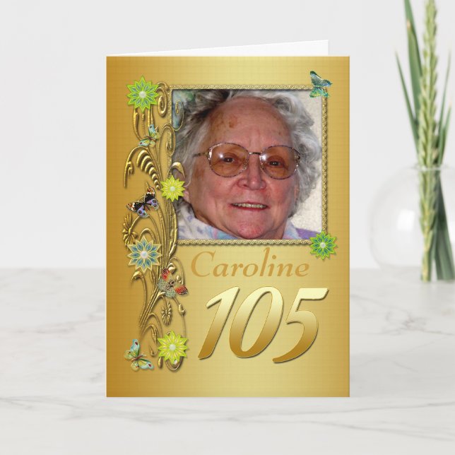Golden Garden 105th Photo Birthday Card (Front)
