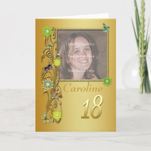 Golden Garden 18th Photo Birthday Card