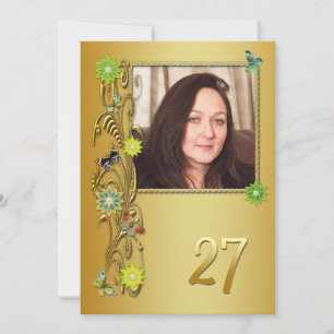 Golden Garden 27th Birthday party invitation