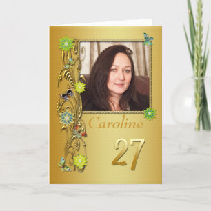 Golden Garden 27th Photo Birthday Card