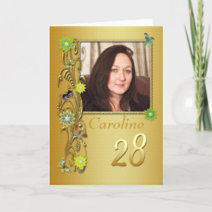 Golden Garden 28th Photo Birthday Card