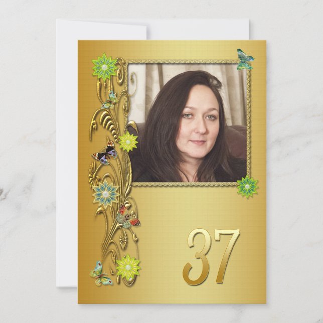 Golden Garden 37th Birthday party invitation (Front)