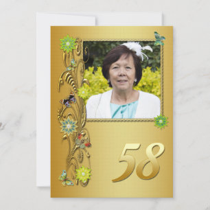 Golden Garden 58th Birthday party invitation