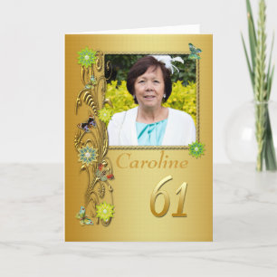 Golden Garden 61st Photo Birthday Card