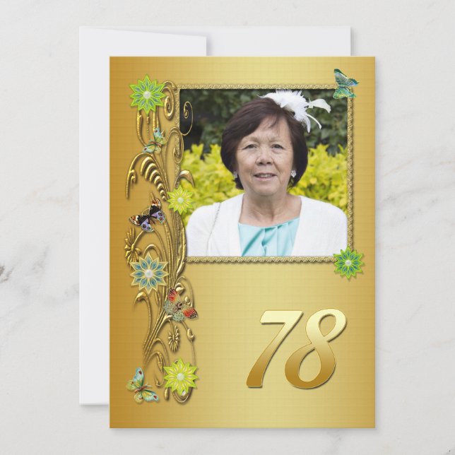 Golden Garden 78th Birthday party invitation (Front)