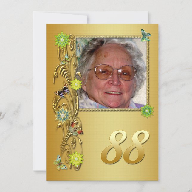 Golden Garden 88th Birthday party invitation (Front)