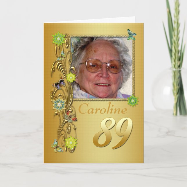 Golden Garden 89th Photo Birthday Card (Front)