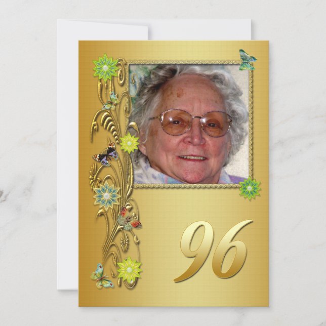 Golden Garden 96th Birthday party invitation (Front)