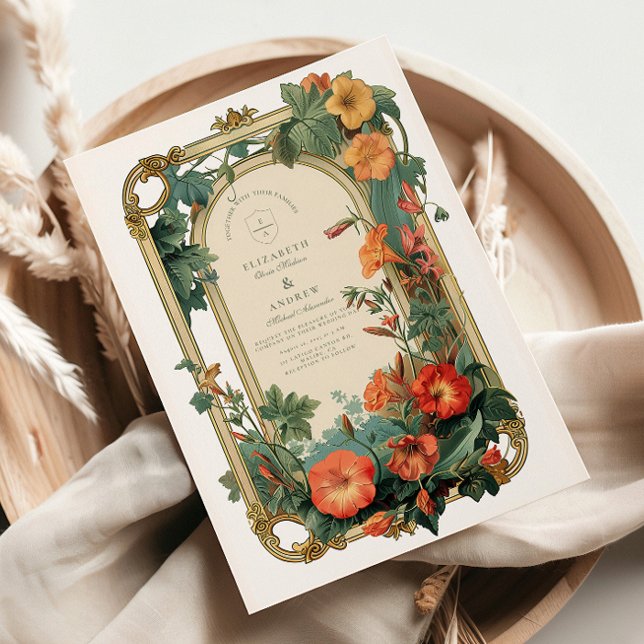 Golden Garden Frame Floral Wedding Invitation (Creator Uploaded)