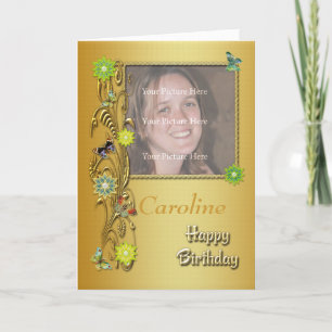Golden Garden Photo Birthday Card