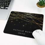 Golden Garland Personalized Mouse Pad<br><div class="desc">Chic personalized mousepad displays your name,  business name or choice of custom text in classic white lettering on a rich black background crisscrossed with strands of faux gold foil string lights.</div>