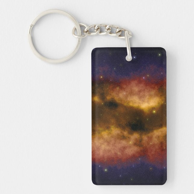 Golden Gas Cloud Nebula With Stars Key Ring (Front)