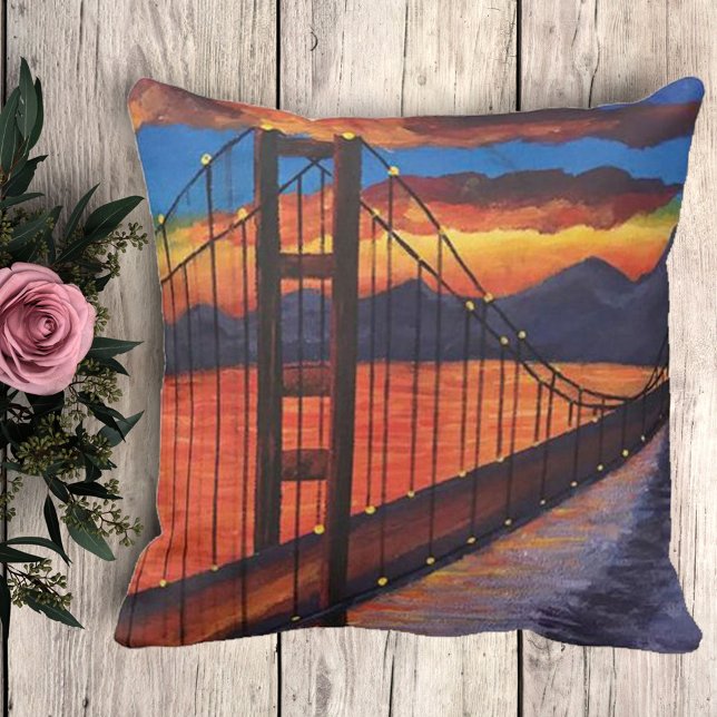 Golden Gate Bridge Acrylic Painting Throw Pillow (Creator Uploaded)