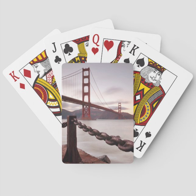 Golden Gate Bridge against mountains Playing Cards (Back)