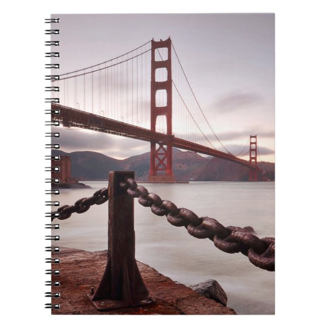 Golden Gate Bridge against mountains Spiral Notebook (Front)
