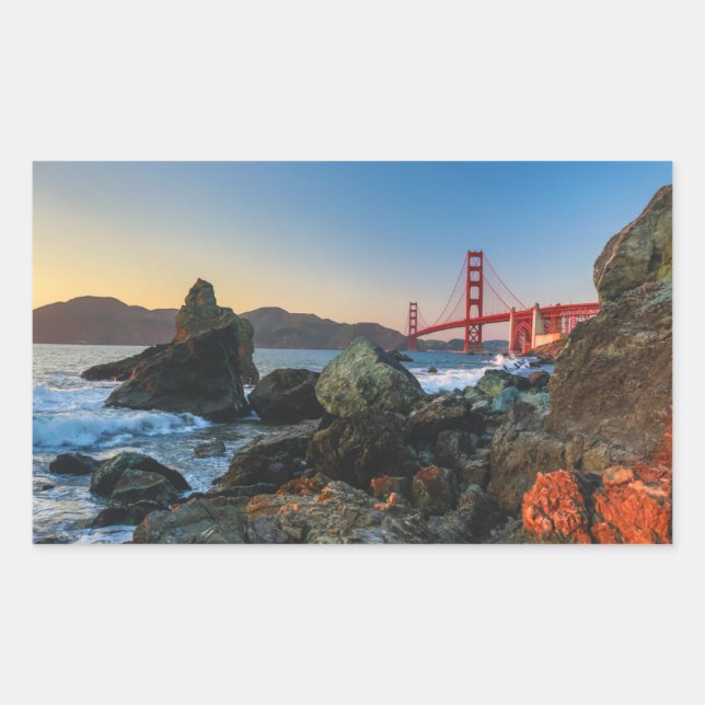Golden Gate Bridge at Dusk | San Francisco Rectangular Sticker (Front)