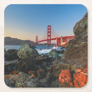 Golden Gate Bridge at Dusk San Francisco Square Paper Coaster