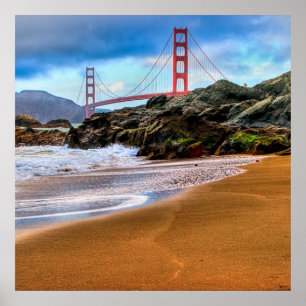 Golden Gate Bridge at sunset Poster