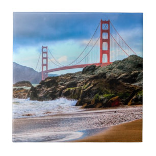 Golden Gate Bridge at sunset Tile