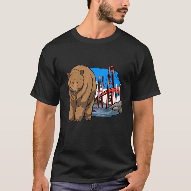 Golden Gate Bridge Bear Animal Food   Women Farm L T-Shirt (Front)