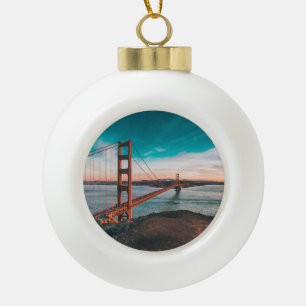 Golden Gate Bridge Ceramic Ball Christmas Ornament