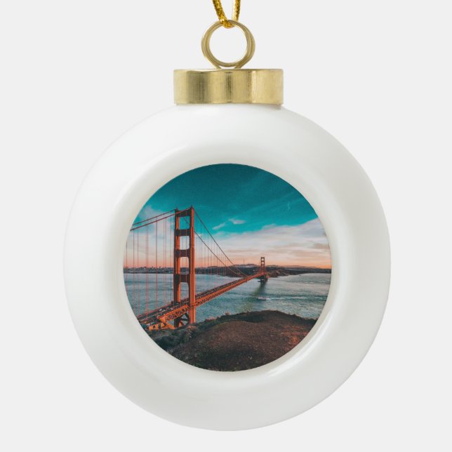 Golden Gate Bridge Ceramic Ball Christmas Ornament (Front)