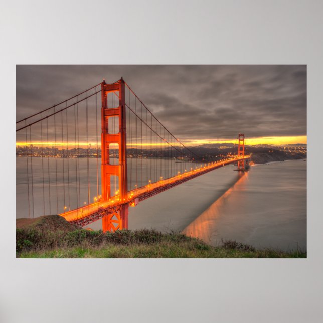 Golden Gate Bridge Erie Sunrise Poster (Front)