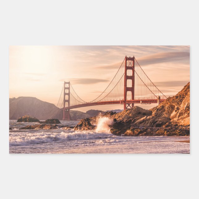 Golden Gate Bridge from Baker Beach Rectangular Sticker (Front)