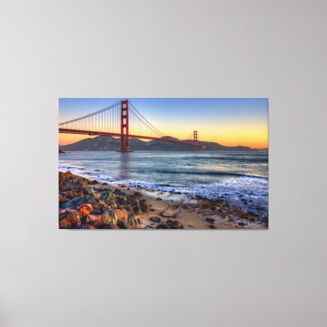 Golden Gate Bridge from San Francisco bay trail. Canvas Print (Front)