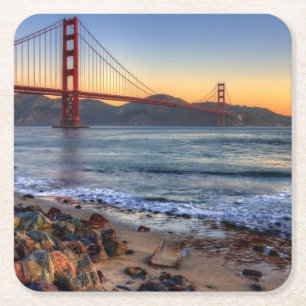 Golden Gate Bridge from San Francisco bay trail. Square Paper Coaster