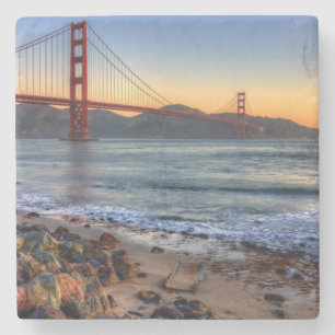 Golden Gate Bridge from San Francisco bay trail. Stone Coaster