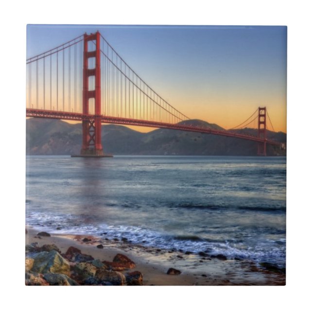 Golden Gate Bridge from San Francisco bay trail. Tile (Front)