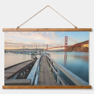 Golden Gate Bridge from Wooden Pier Hanging Tapestry