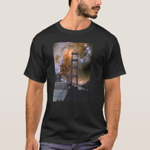 Golden Gate Bridge & Hubble Colliding Galaxies T-Shirt