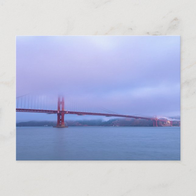 Golden Gate Bridge in Fog at Dawn Postcard (Front)