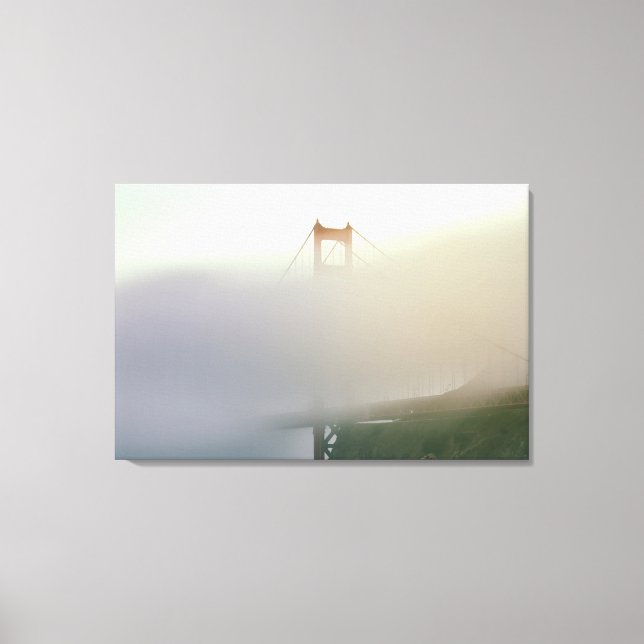 Golden Gate Bridge in Fog at Evening Canvas Print (Front)