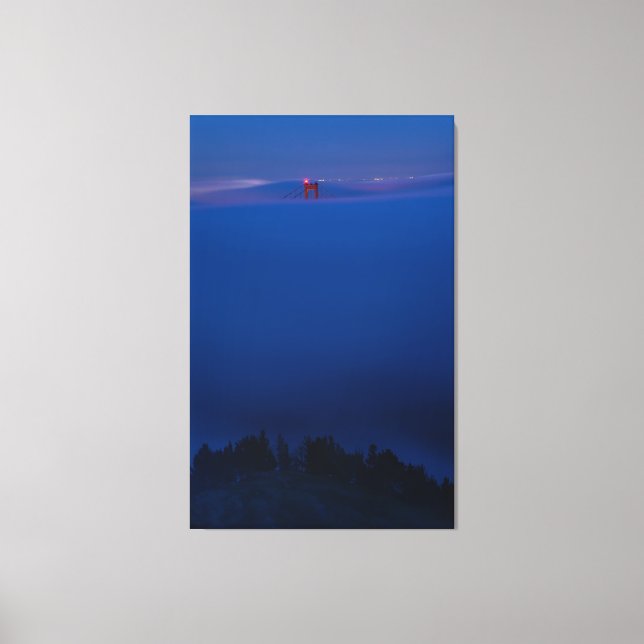 Golden Gate Bridge in Fog at Night Canvas Print (Front)