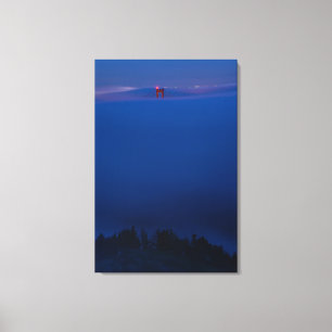 Golden Gate Bridge in Fog at Night Canvas Print