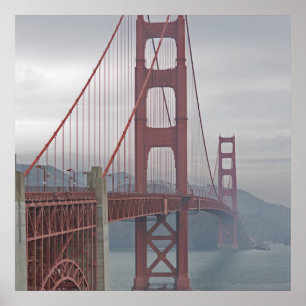 Golden gate bridge in mist. poster