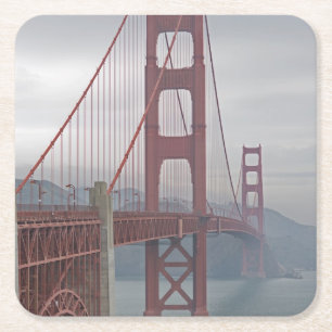 Golden gate bridge in mist. square paper coaster