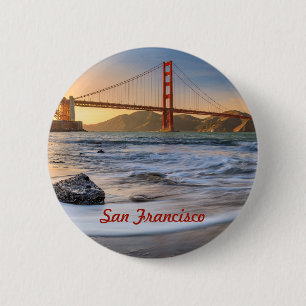 Golden Gate Bridge in San Francisco at sunset 6 Cm Round Badge