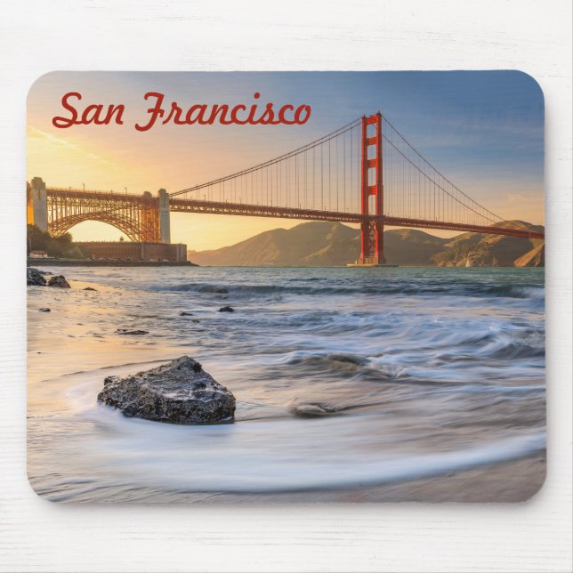 Golden Gate Bridge in San Francisco at sunset Mouse Pad (Front)