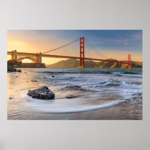 Golden Gate Bridge in San Francisco at sunset Poster